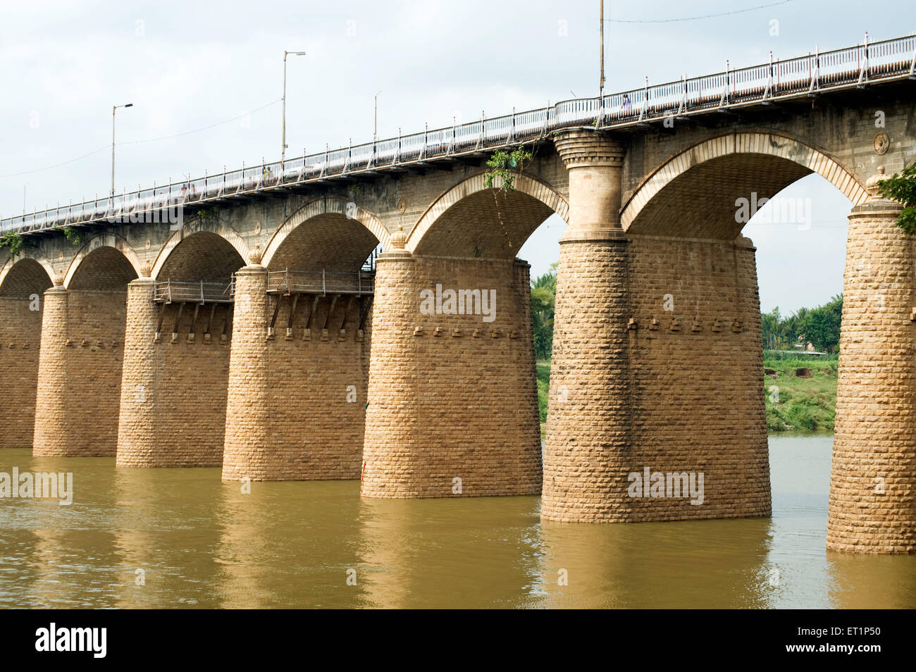 Bridge on river Krushna or Krishna river Sangli Maharashtra India Asia Stock Photo