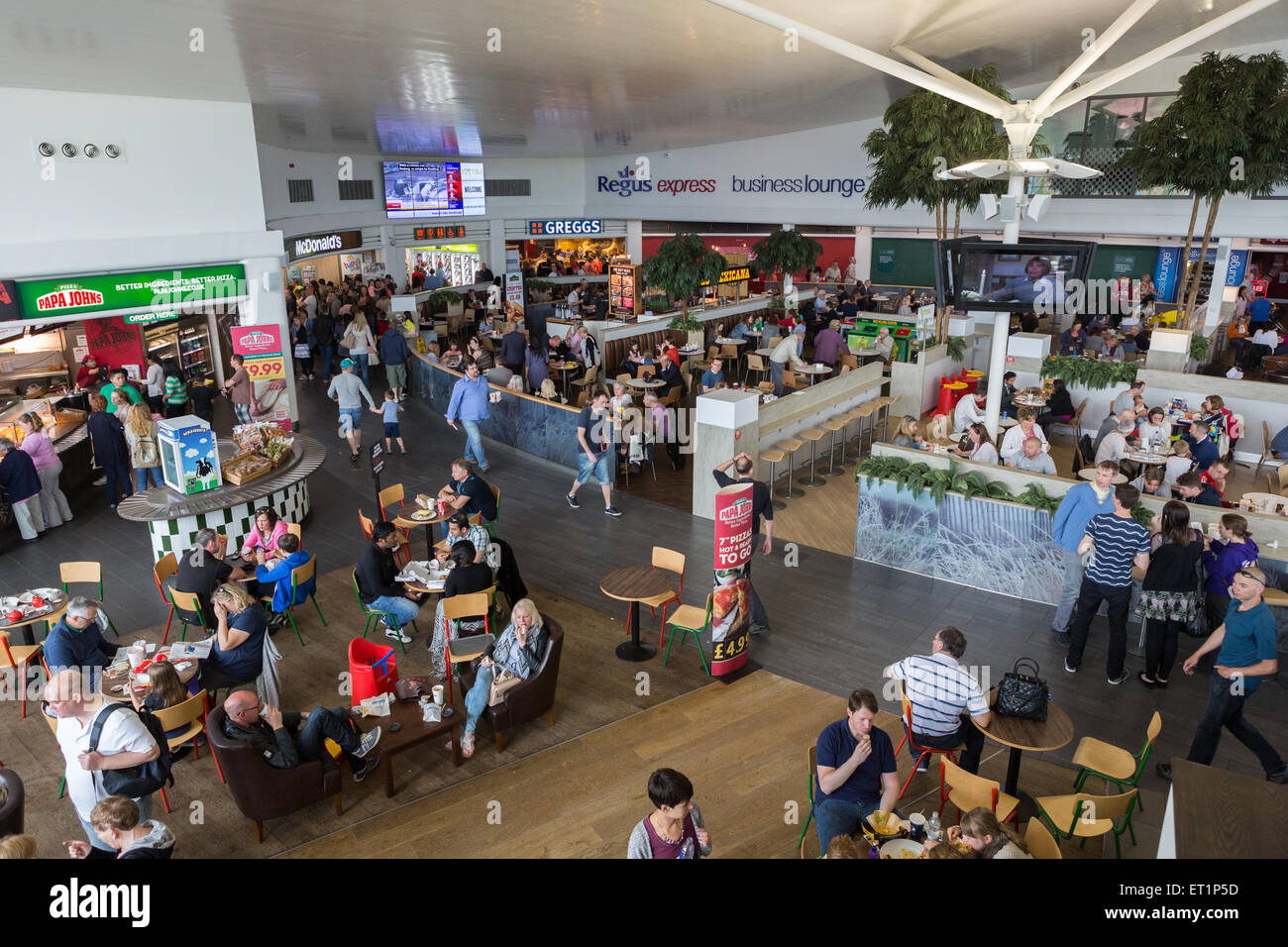 The interior of Cobham Services on the M25, Surrey, England on a busy bank holiday weekend Stock Photo