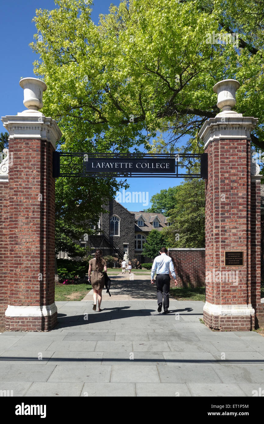 Entrance to Lafayette College, private liberal arts college, Easton, Pennsylvania, USA. Stock Photo