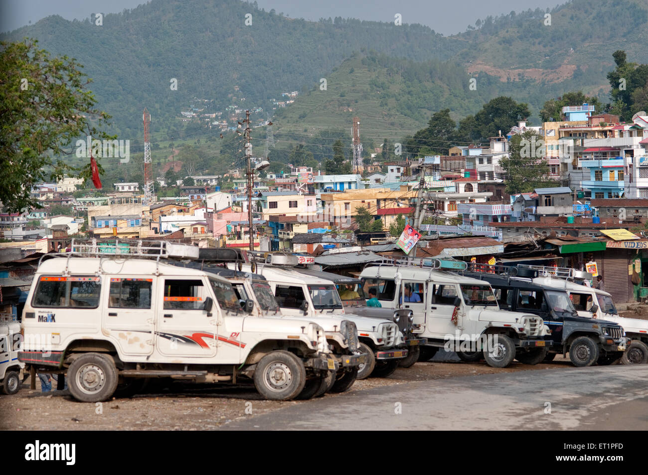 Taxi stand, Pithoragarh, Kumaon, Uttarakhand, India, Asia, Asian, Indian Stock Photo