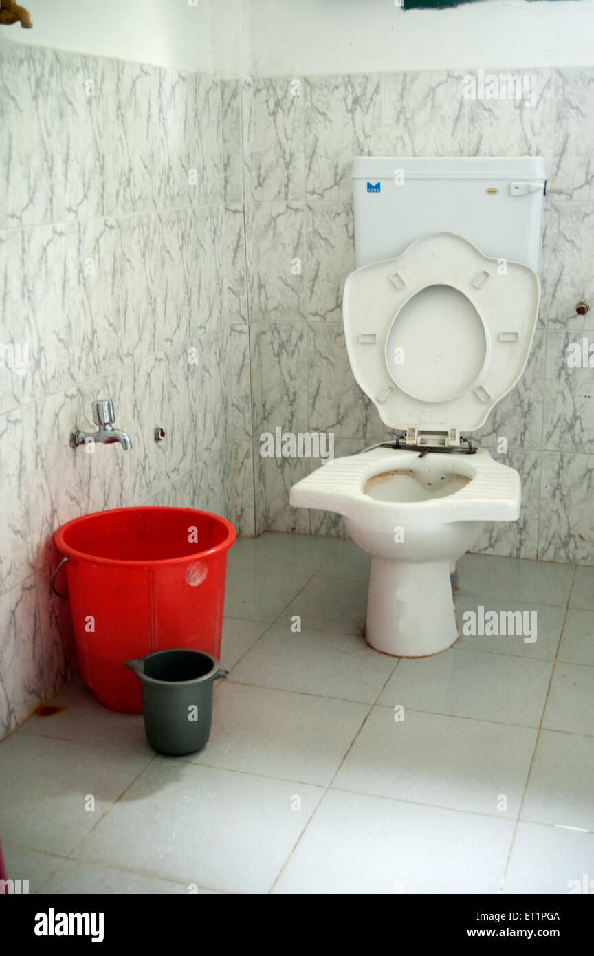 Bathroom, commode, Narayan Ashram, Pithoragarh, Kumaon, Uttarakhand, India, Asia, Asian, Indian Stock Photo