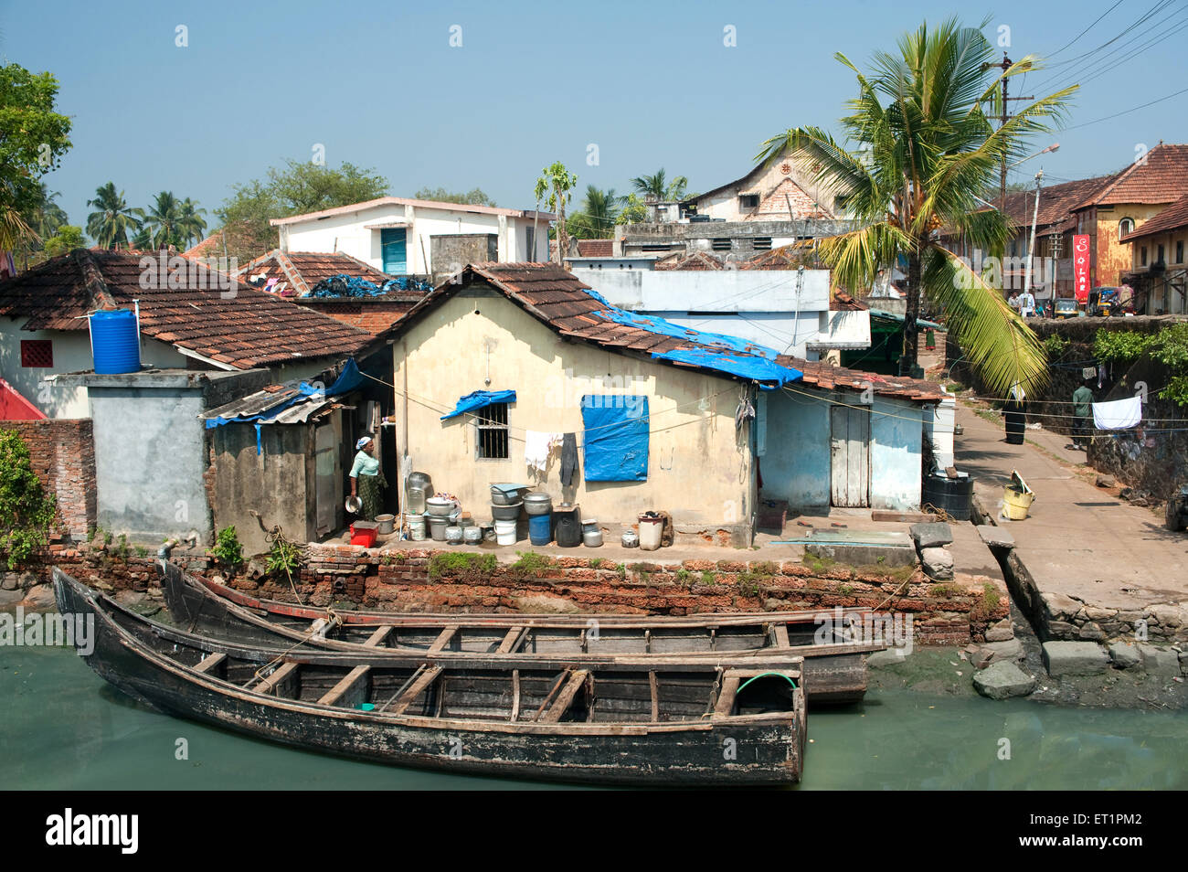 Fishermen village at mattancherry ; Cochin ; Kochi ; Kerala ; India ; asia Stock Photo