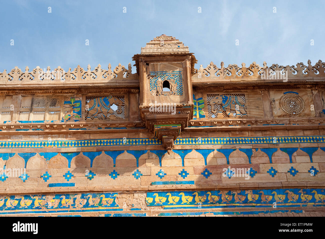 Oriel window in zenana quarters of palace at Gwalior ; Madhya Pradesh ; India Stock Photo