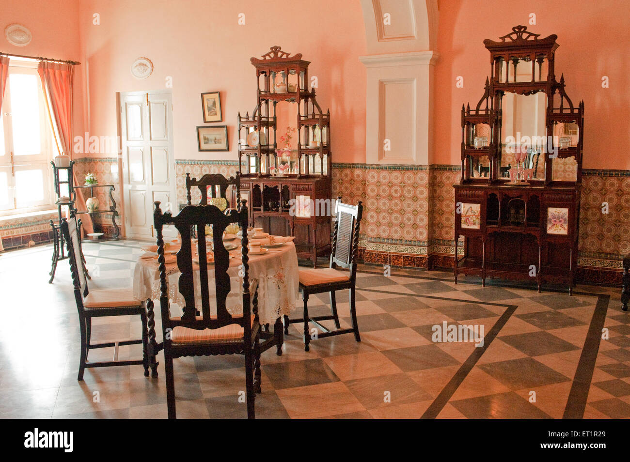 Dining room in scindia museum in jaivilas palace ; Gwalior ; Madhya Pradesh ; India Stock Photo