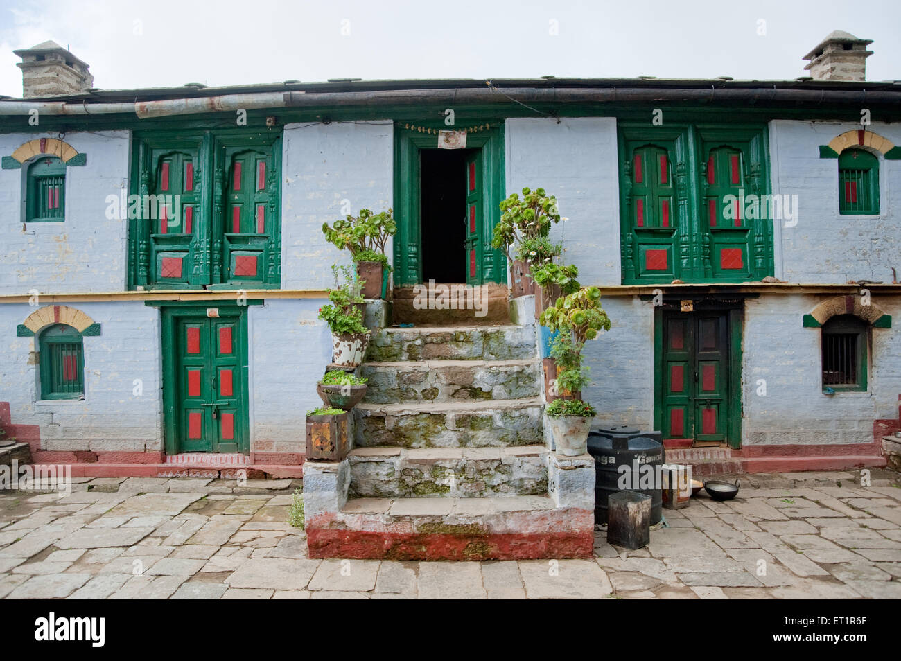 Conventional house of himalayan village of uttarakhand India Asia Stock Photo