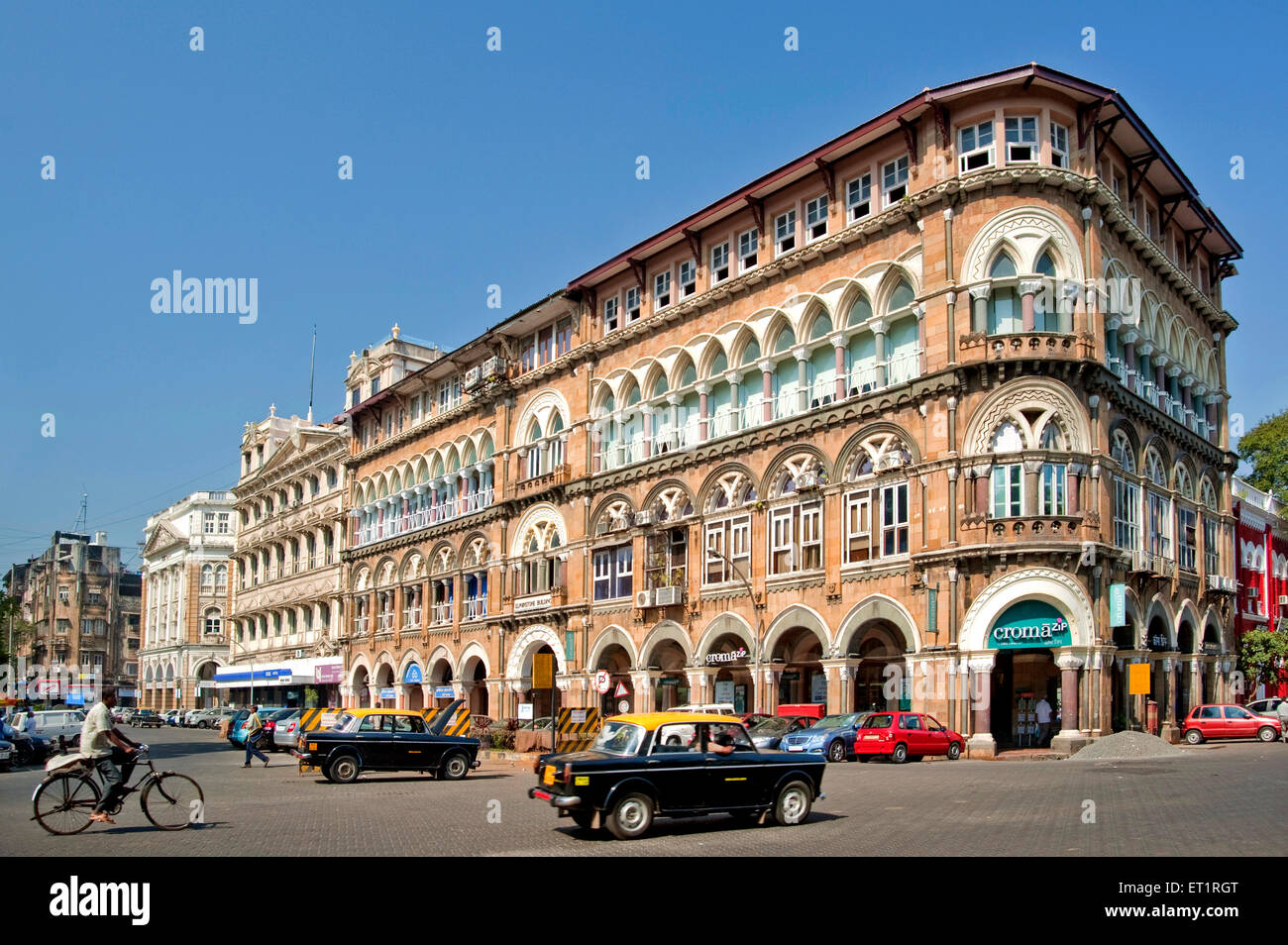 Old buildings of British period on Veer Nariman Road Fort Bombay Mumbai Maharashtra India Stock Photo