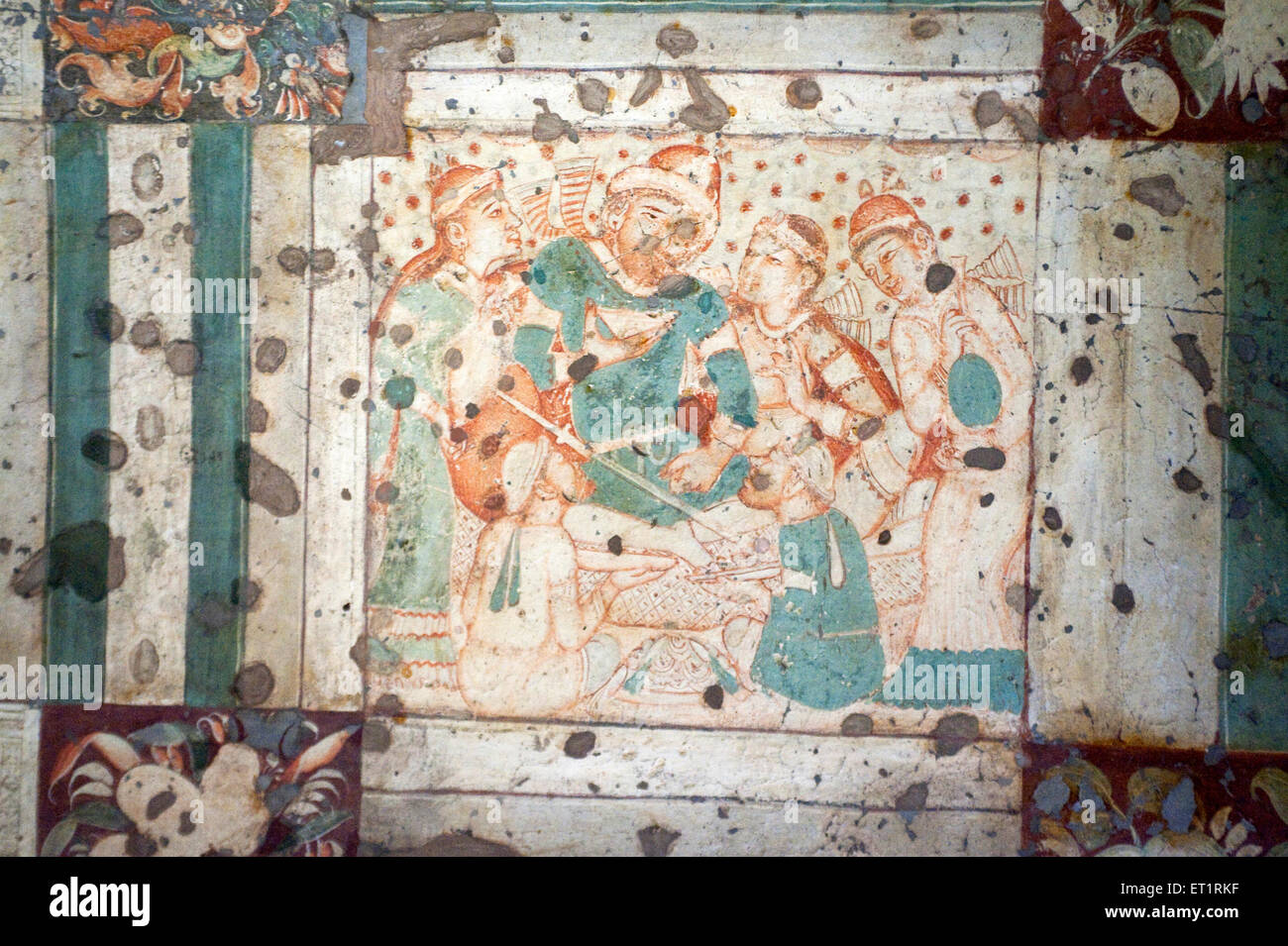 Persian king and his servant wall painted at ajanta caves ; Aurangabad ; Maharashtra ; India Stock Photo