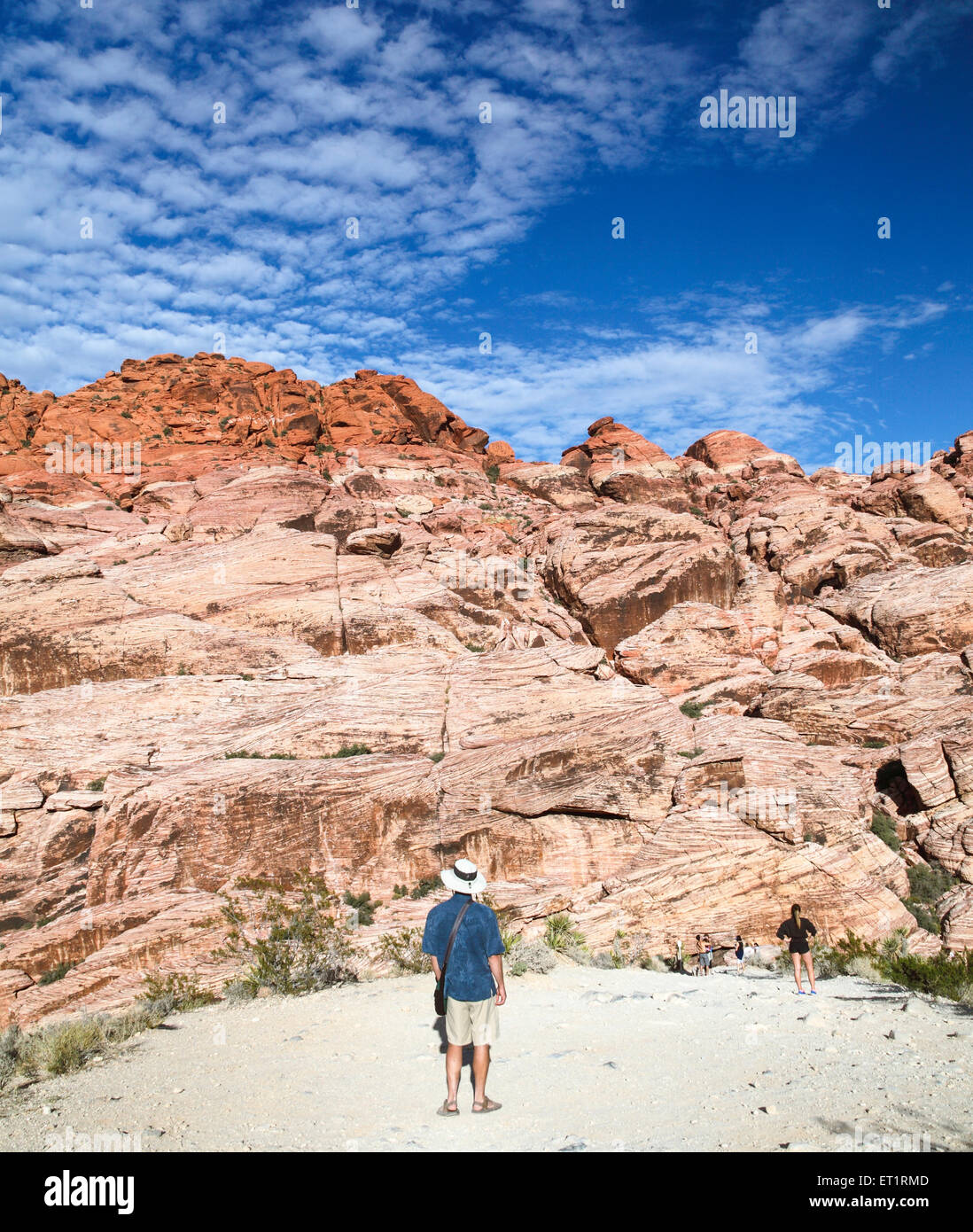 Hikers at Red Rock Canyon National Conservation Area near Las Vegas Stock Photo