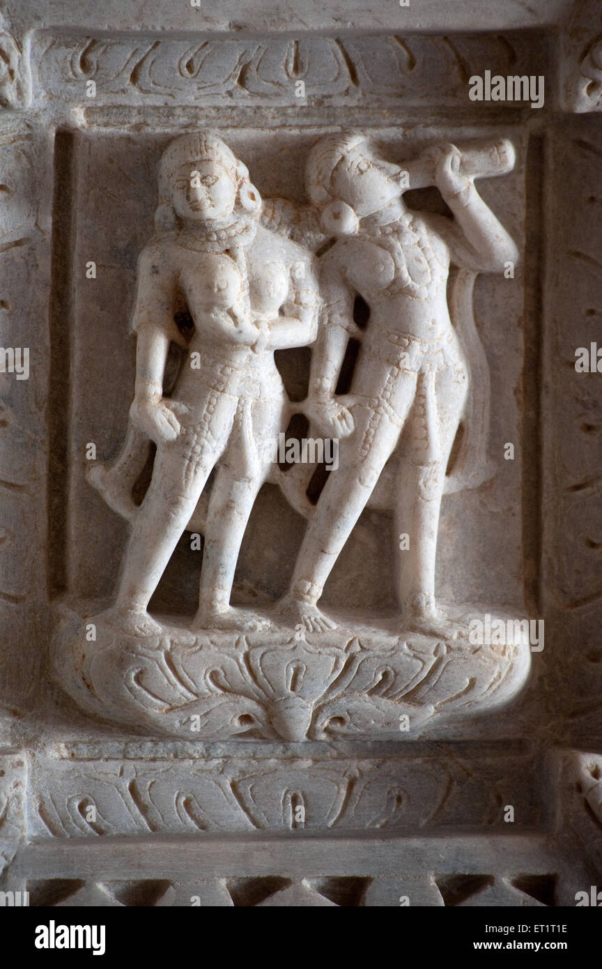 Sculpture of mahavira temple in banaskantha Gujarat India Asia Stock Photo