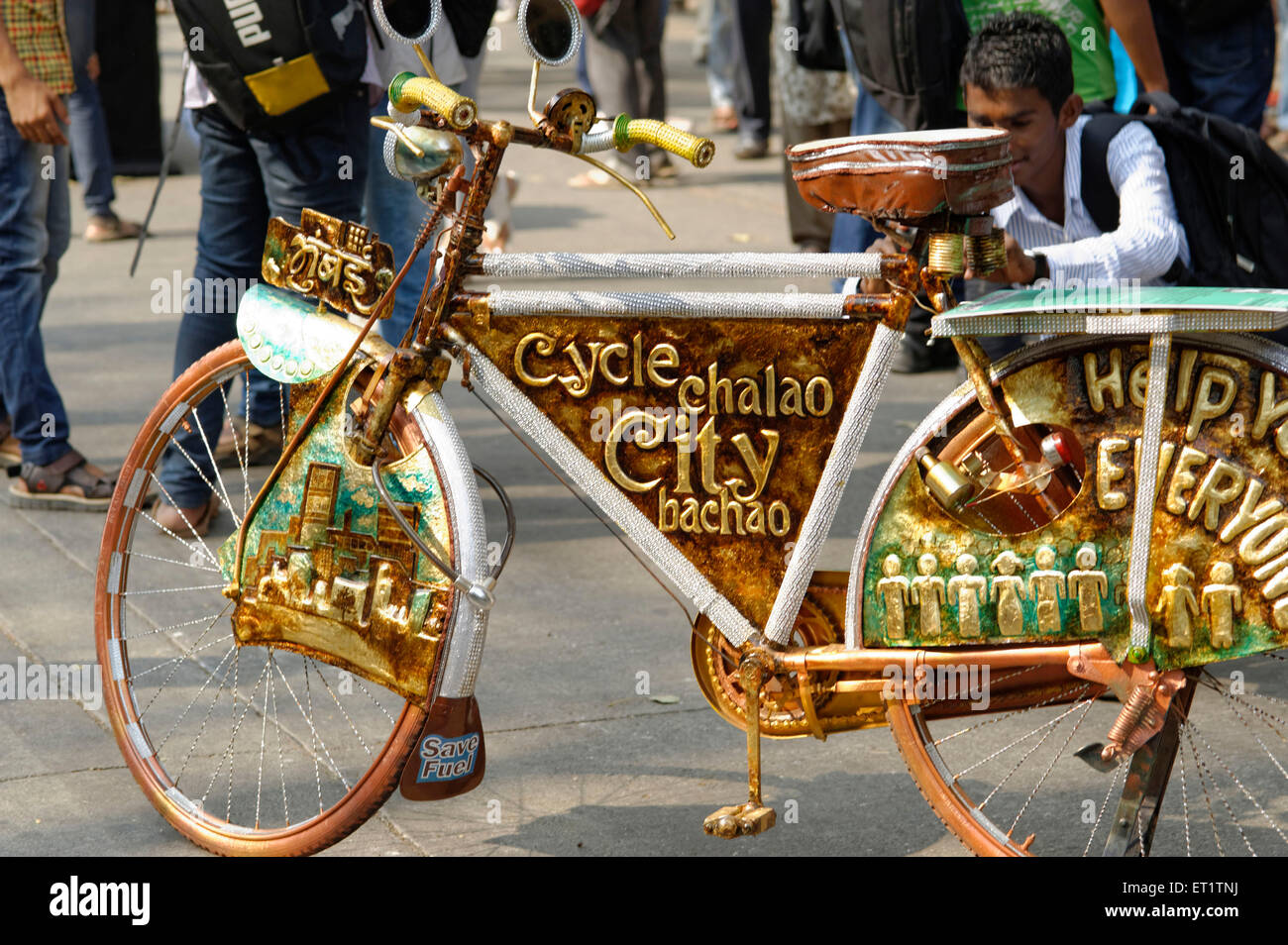 Decorated bicycle in kala ghoda festival in mumbai at Maharashtra india Asia Stock Photo