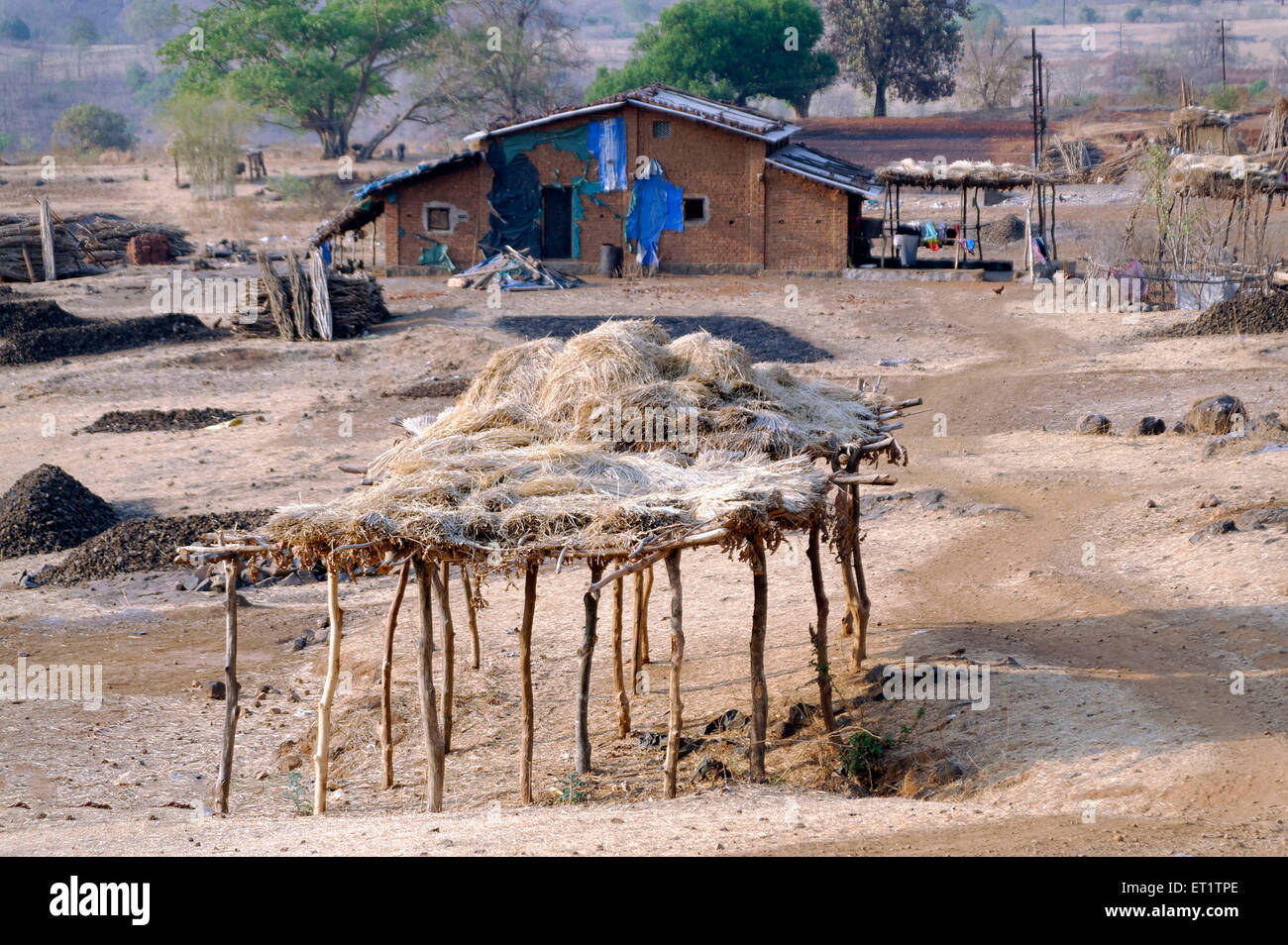 Storage Shed in village at Maharashtra India Asia Stock Photo