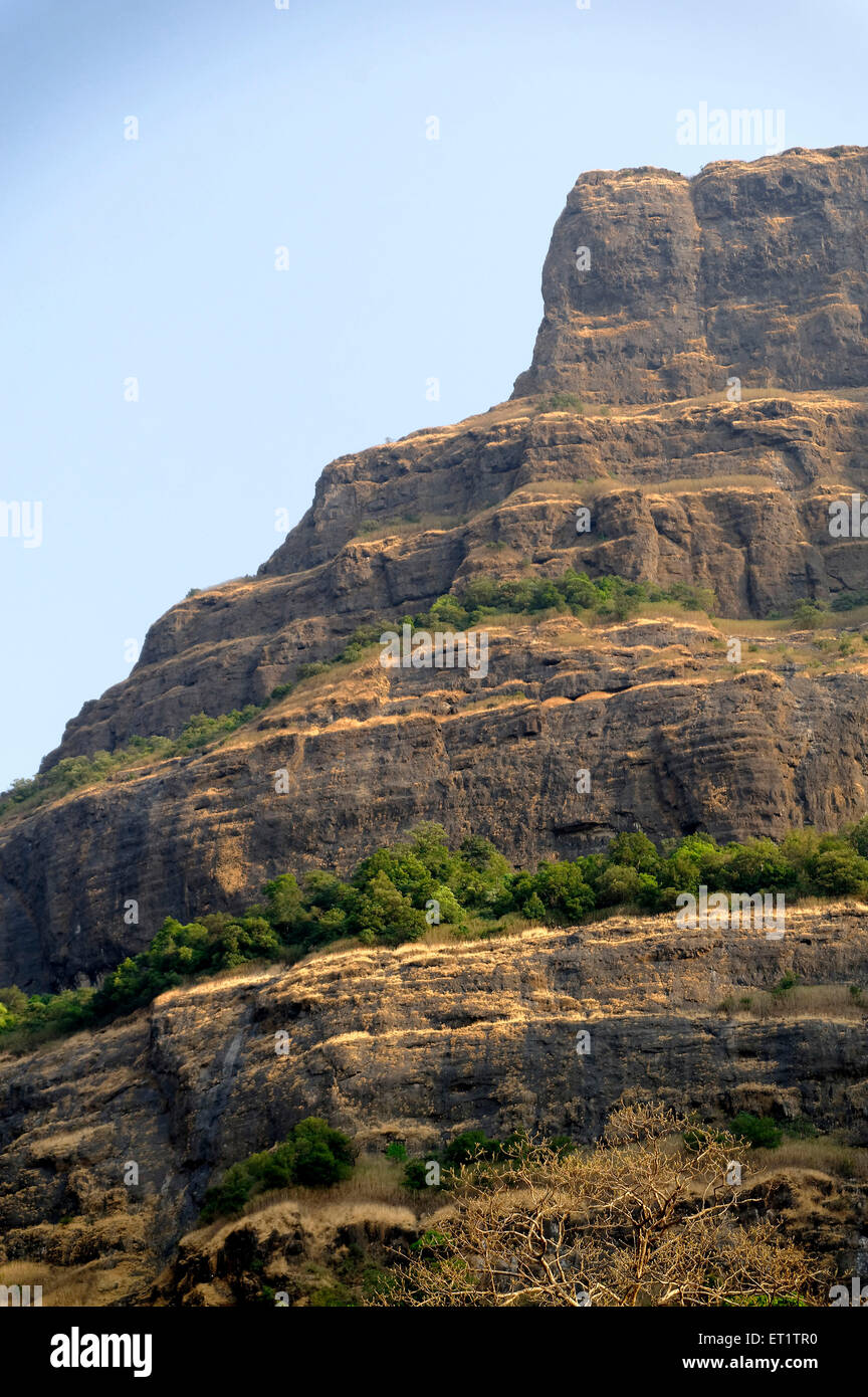 Rugged mountains of western ghat at Maharashtra india Asia Stock Photo