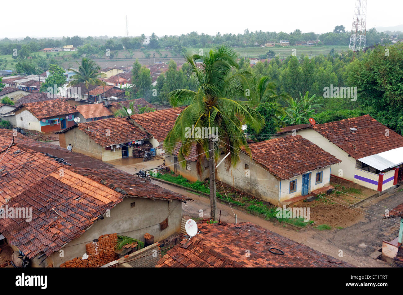 Village houses in Mundgod Uttara Kannada at Karnataka India Asia Stock Photo