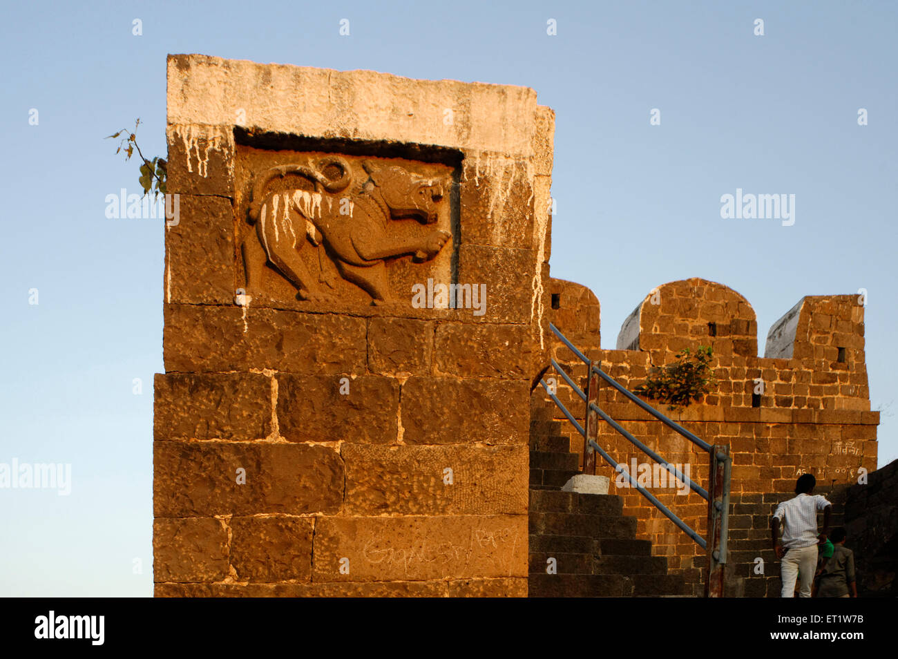 Solapur Forts Wall and Staircase Maharashtra India Stock Photo