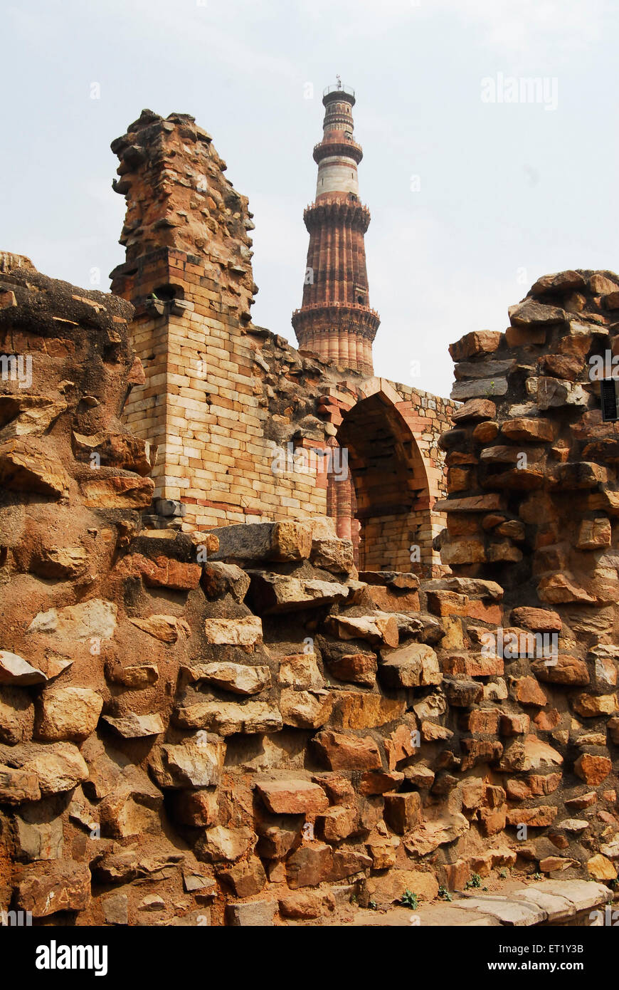 Qutb Minar, Qutub Minar, Qutab Minar, Delhi, India, Asia, Unesco world heritage site, old vintage 1900s picture Stock Photo