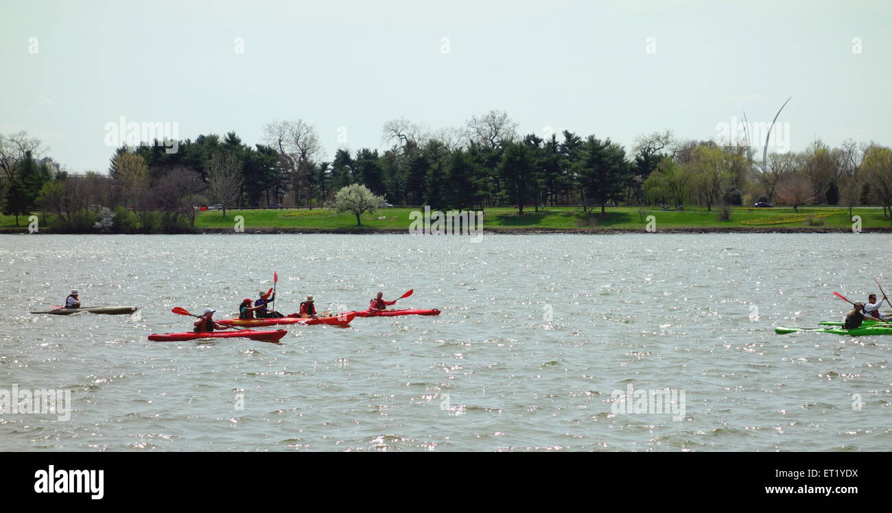 Canoeing on the Potomac river in Washington DC Stock Photo