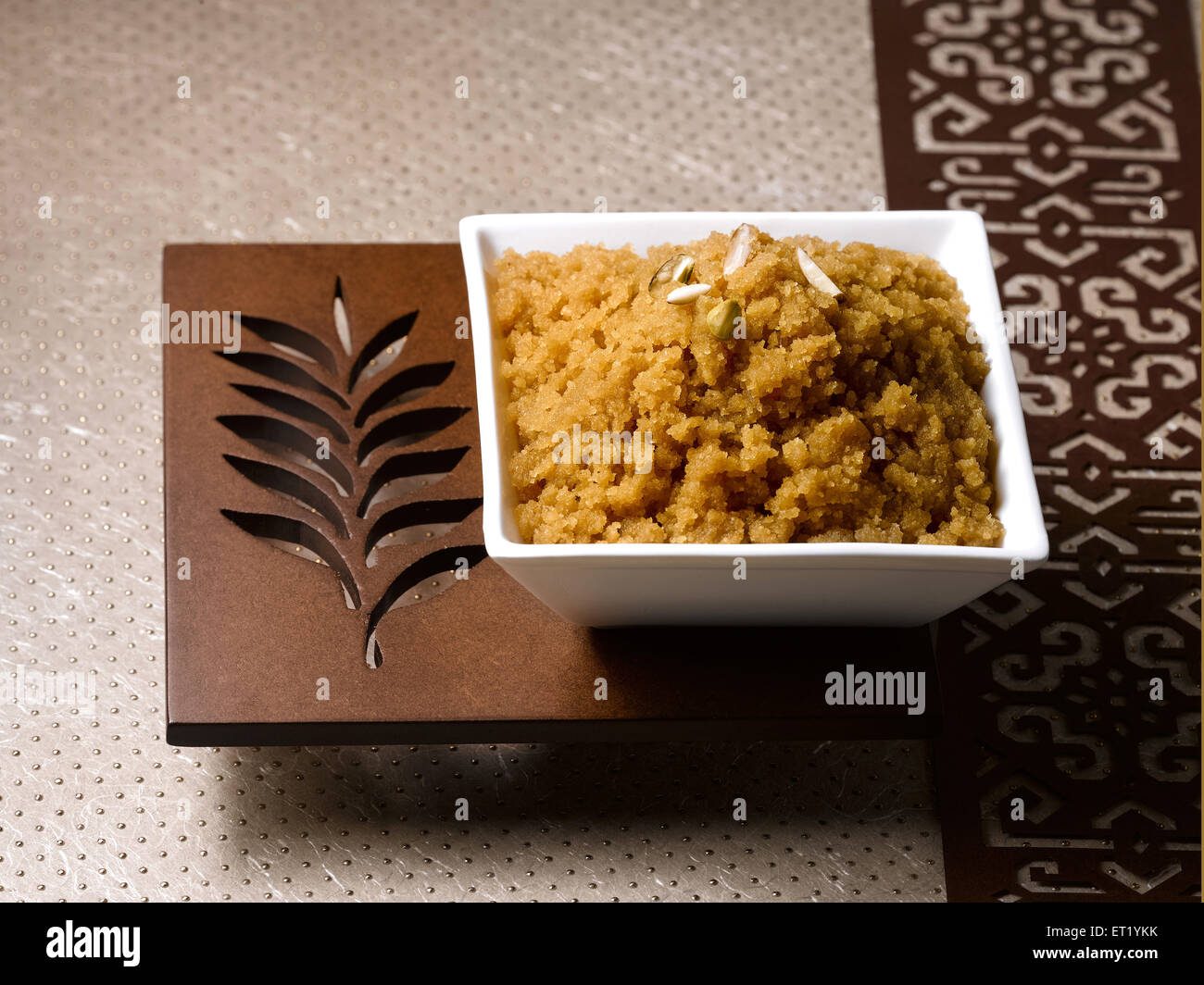 Mung dal sheera served in bowl Stock Photo