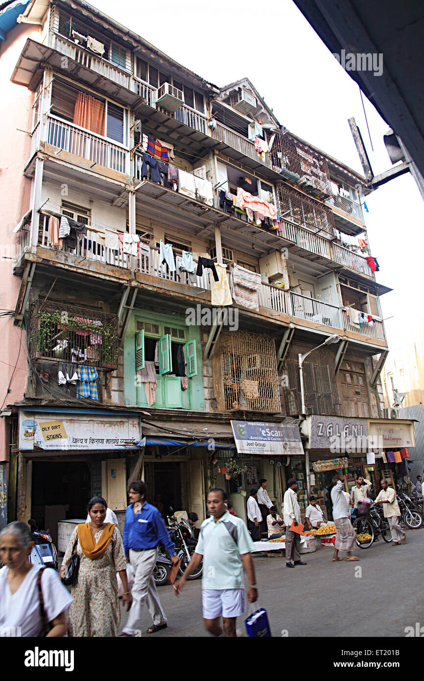 Vora chawl mass urban housing ; Khadilkar road ; Charni Road ; Bombay Mumbai ; Maharashtra ; India Stock Photo
