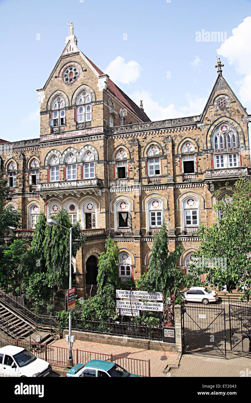 Building Byramjee Jeejeebhoy institution and junior college of commerce ; Charni road ; Bombay Mumbai ; Maharashtra ; India Stock Photo