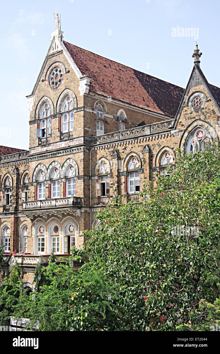 Old building ; Byramjee Jeejeebhoy Institution ; Charni Road ; Bombay ; Mumbai ; Maharashtra ; India ; Asia ; Asian ; Indian Stock Photo