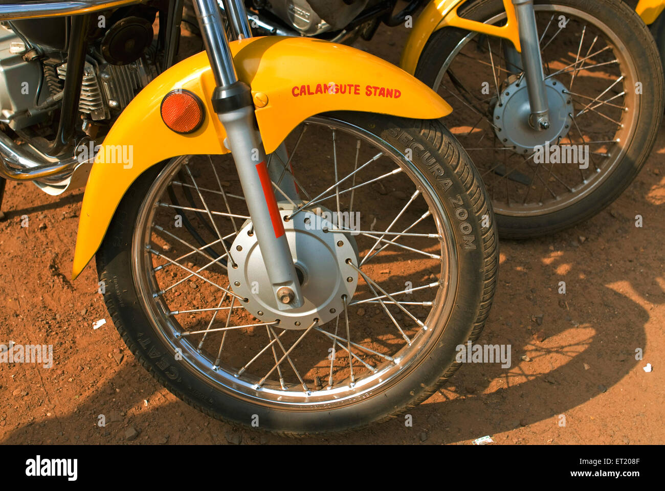 bike tire, Calangute beach bike stand, Panjim, Panaji, Goa, India, Asia Stock Photo