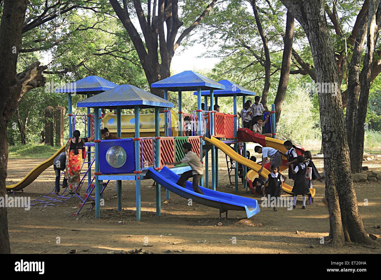 Children playing ; Sanjay Gandhi National Park ; Borivali National Park ; Borivali ; Bombay ; Mumbai ; Maharashtra ; India ; Asia ; Asian ; Indian Stock Photo