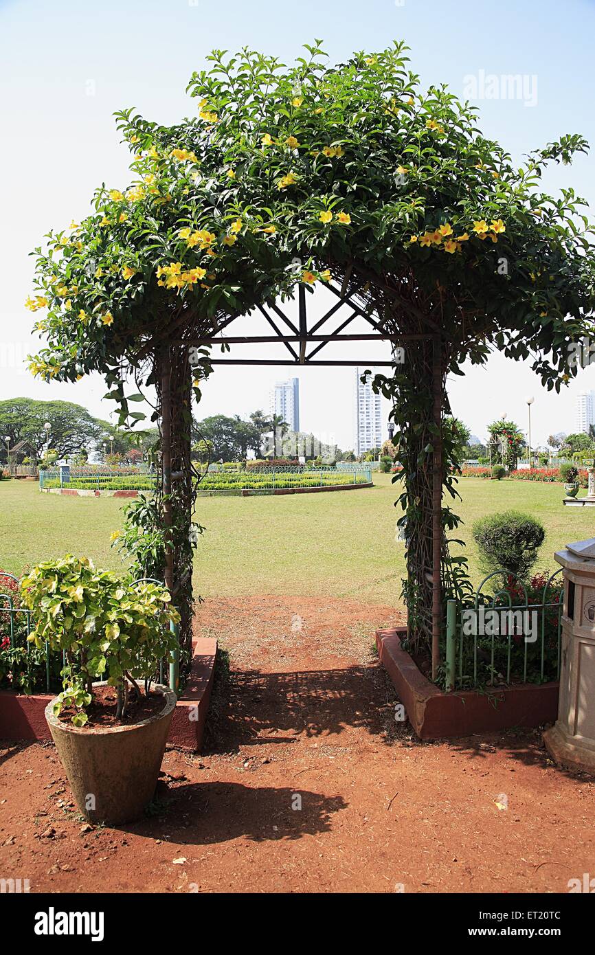 Flowers gate, Hanging Garden, Malabar Hill, Grant Road, Bombay, Mumbai, Maharashtra, India, Asia, Asian, Indian Stock Photo
