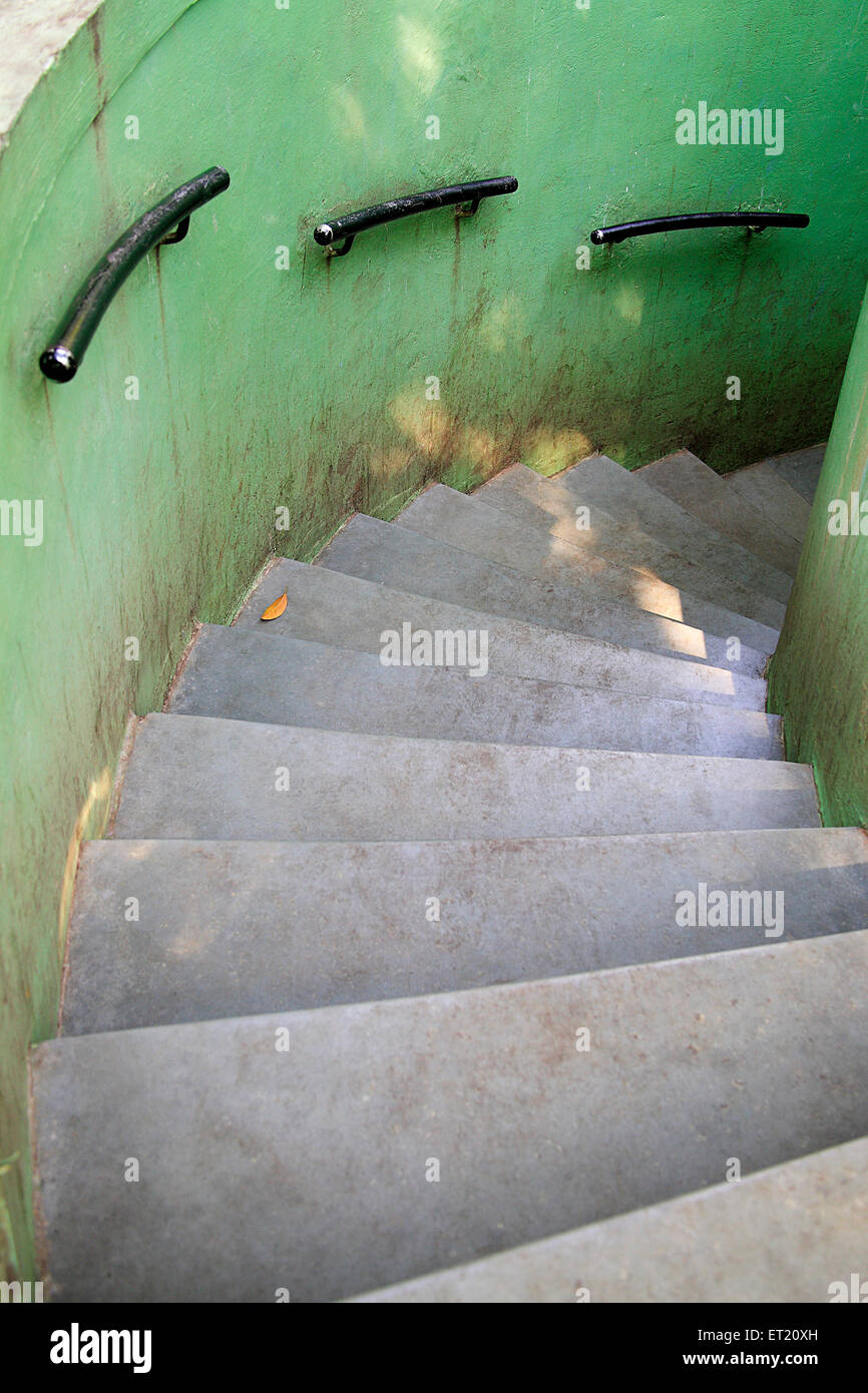 Stairs ; handrails ; staircase ; Bombay ; Mumbai ; Maharashtra ; India ; Asia ; Asian ; Indian Stock Photo