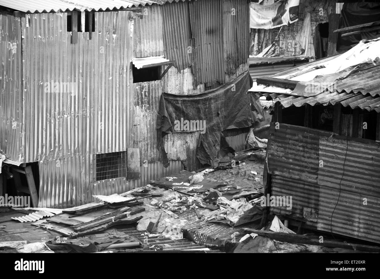 Slum ; Behram Naupada ; Anant Kanekar Marg ; Bandra ; Bombay ;  Mumbai ; Maharashtra ; India ; Asia ; Asian ; Indian Stock Photo