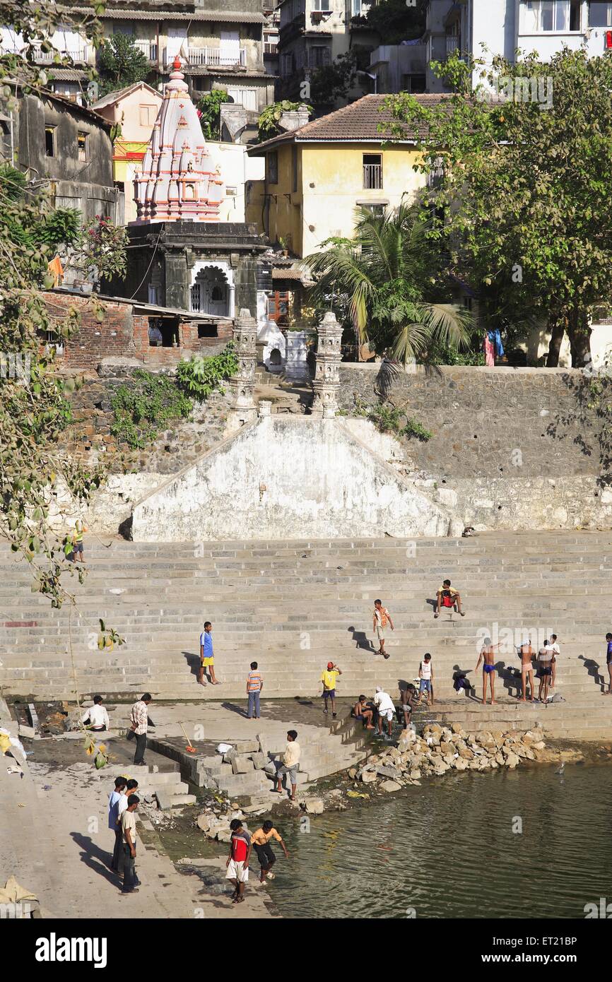Banganga tank, Walkeshwar, Bombay, Mumbai, Maharashtra, India, Asia, Asian, Indian Stock Photo