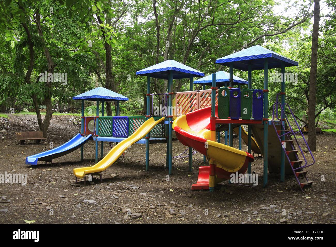 Children playground ; children slide ; Sanjay Gandhi National Park ; Borivali ; Bombay ; Mumbai ; Maharashtra ; India ; Asia ; Asian ; Indian Stock Photo