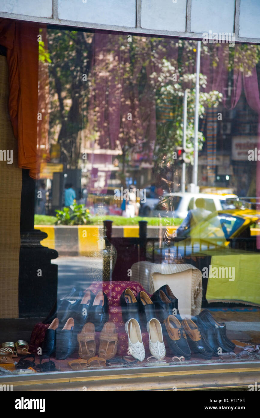 Khadi Bhandar shop, glass reflection, Bombay, Mumbai, Maharashtra, India, Asia, Asian, Indian Stock Photo