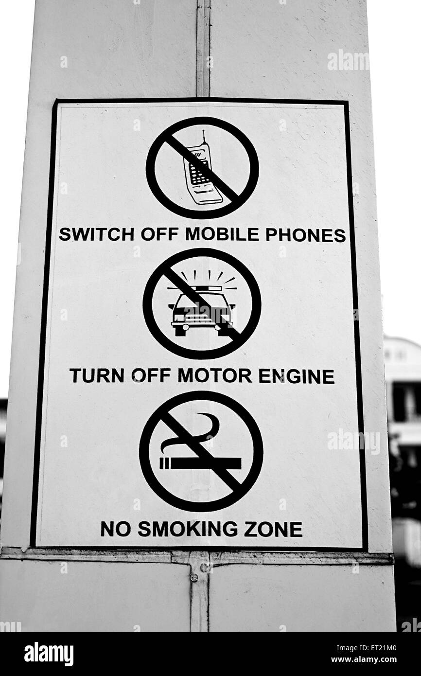 Sign Board at Petrol pump, Ralegan Siddhi, Parner taluka, Ahmednagar District, Maharashtra, India, Asia, Asian, Indian Stock Photo