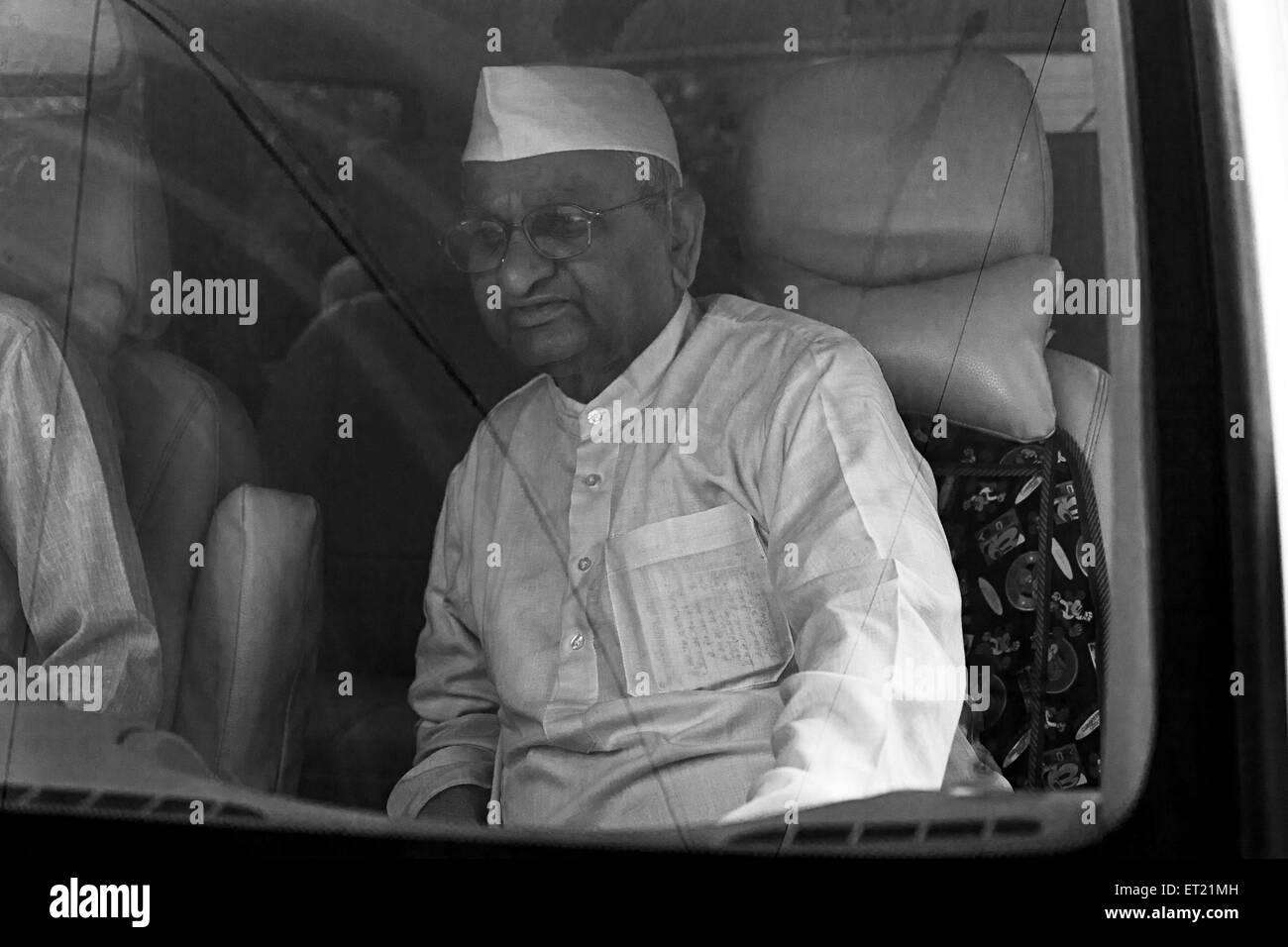Anna Hazare, Indian social activist, Kisan Baburao Hazare, Ralegan Siddhi, Parner taluka, Ahmednagar District, Maharashtra, India, Asia, Asian, Indian Stock Photo
