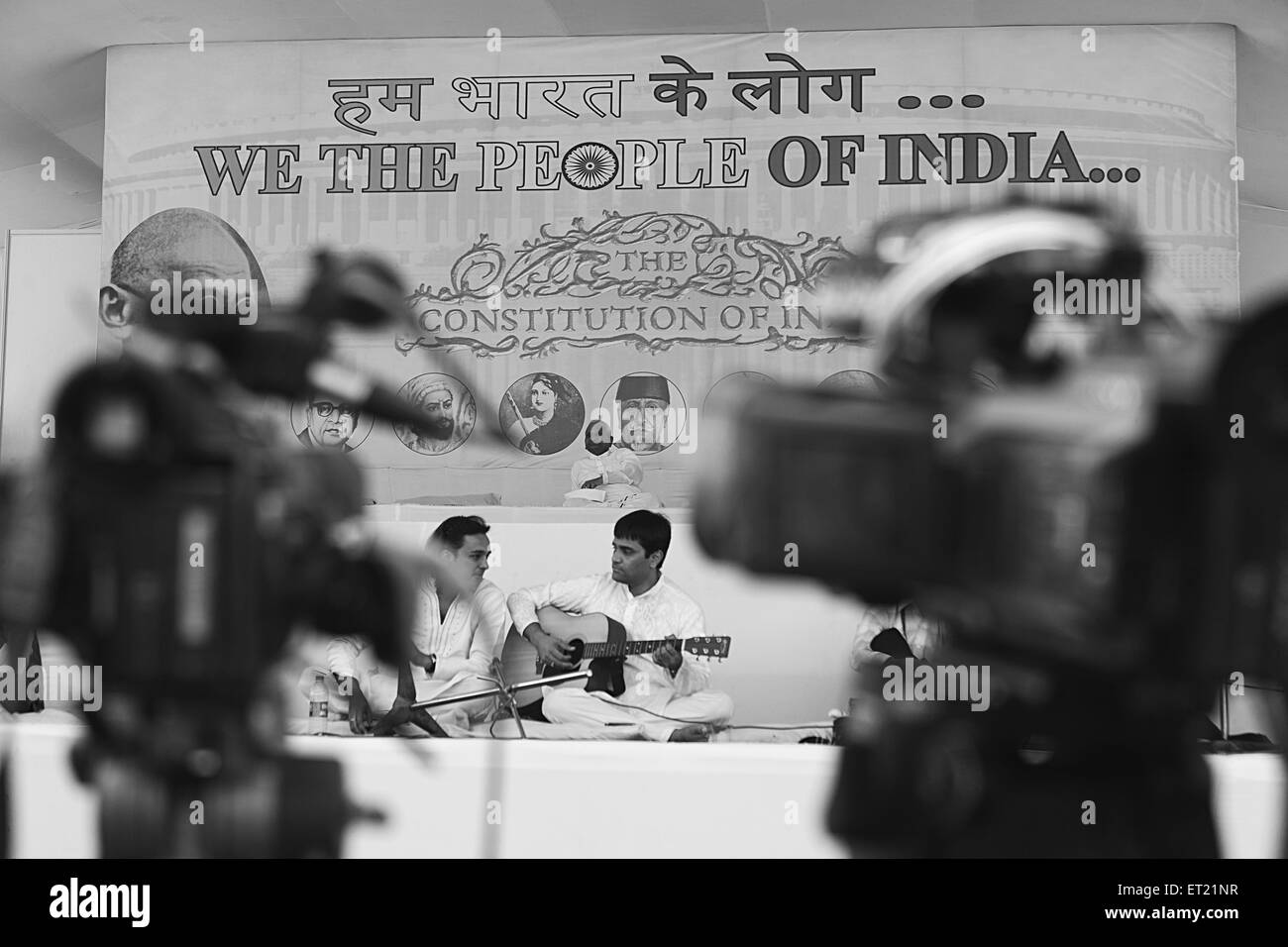 Video Camera Coverage Anna Hazare Fast against Corruption Mumbai Maharashtra India Asia Dec 2011 Stock Photo