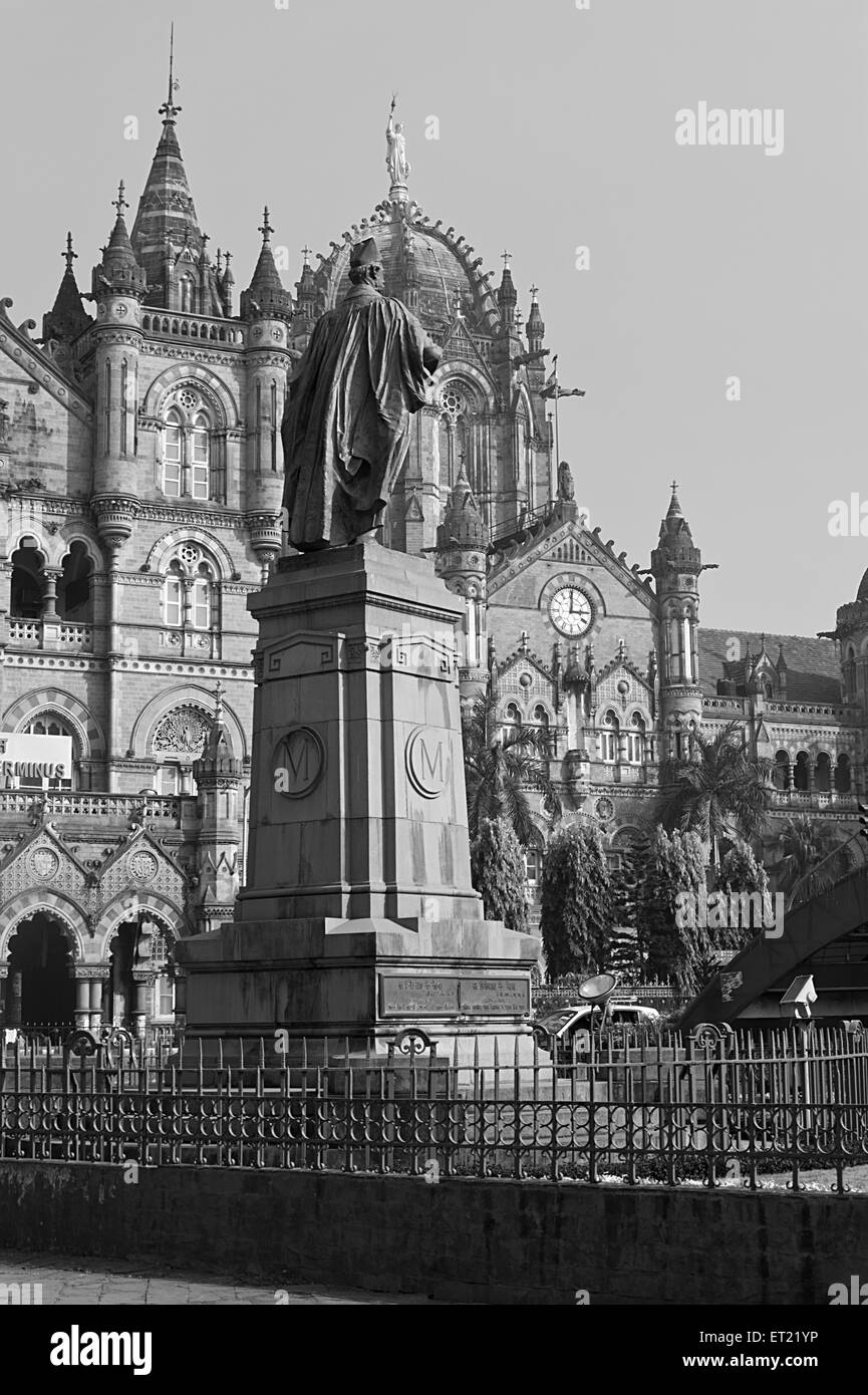 Victoria Terminus, VT, Chhatrapati Shivaji Terminus, CST, Railway Train Station Terminus, Bombay, Mumbai, Maharashtra, India, Asia, Asian, Indian Stock Photo