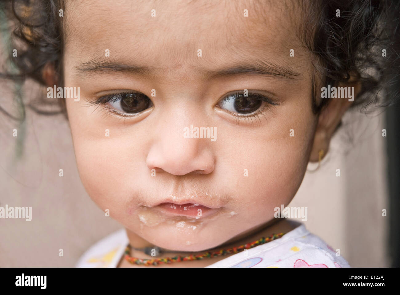 Baby boy after eating MR#714H Stock Photo
