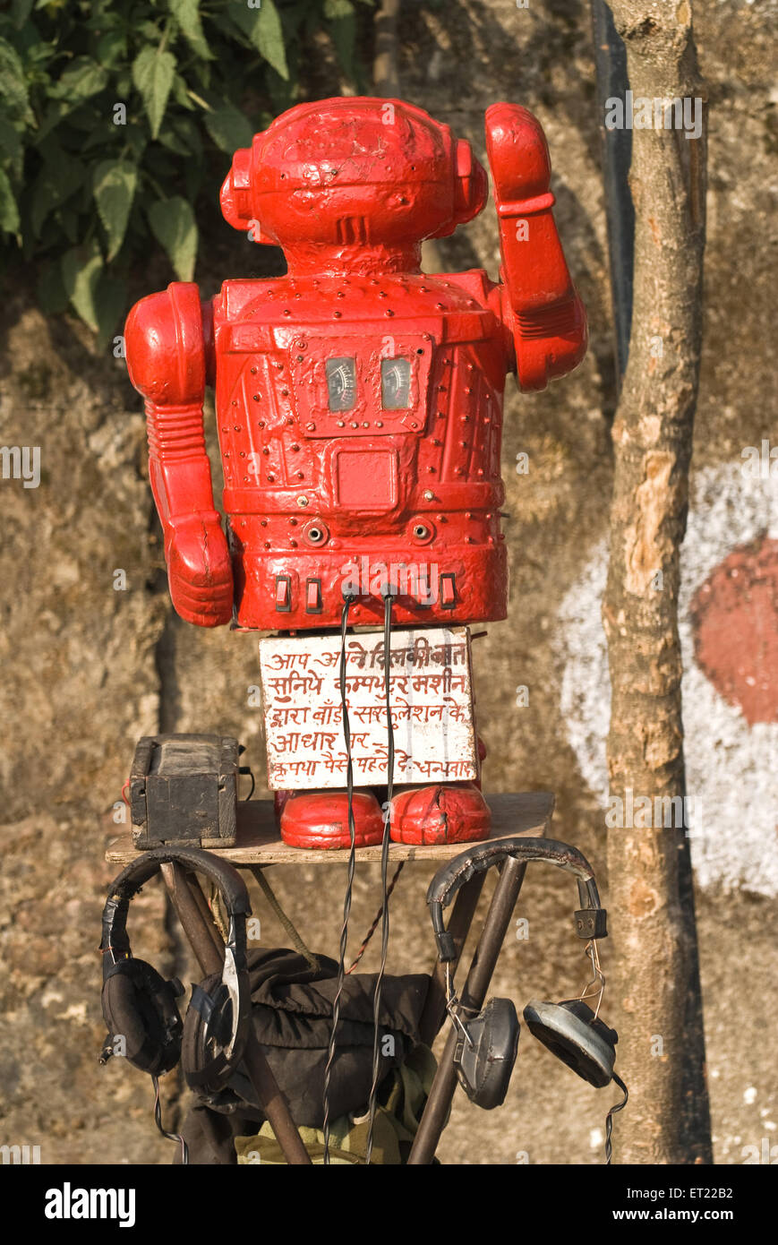 fortune telling machine Red robot Mussoorie Uttaranchal Uttarakhand India Stock Photo