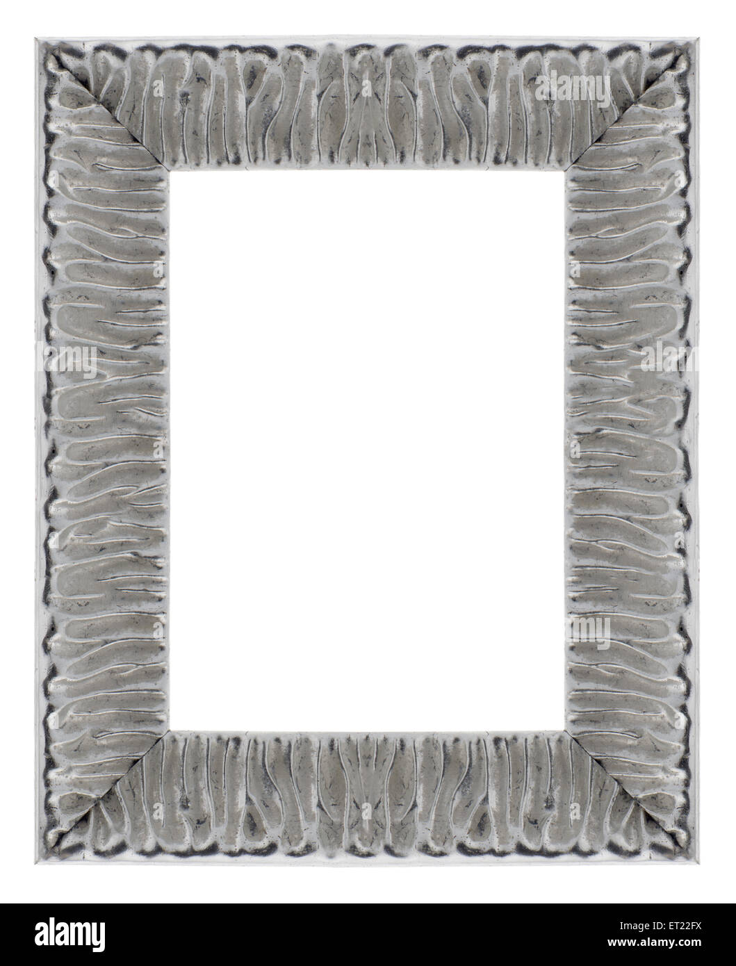 Stylish Silver Frame isolated on white background. Stock Photo