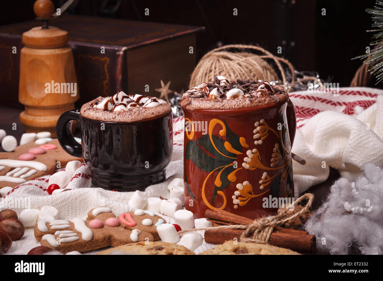 two cups of cocoa Stock Photo