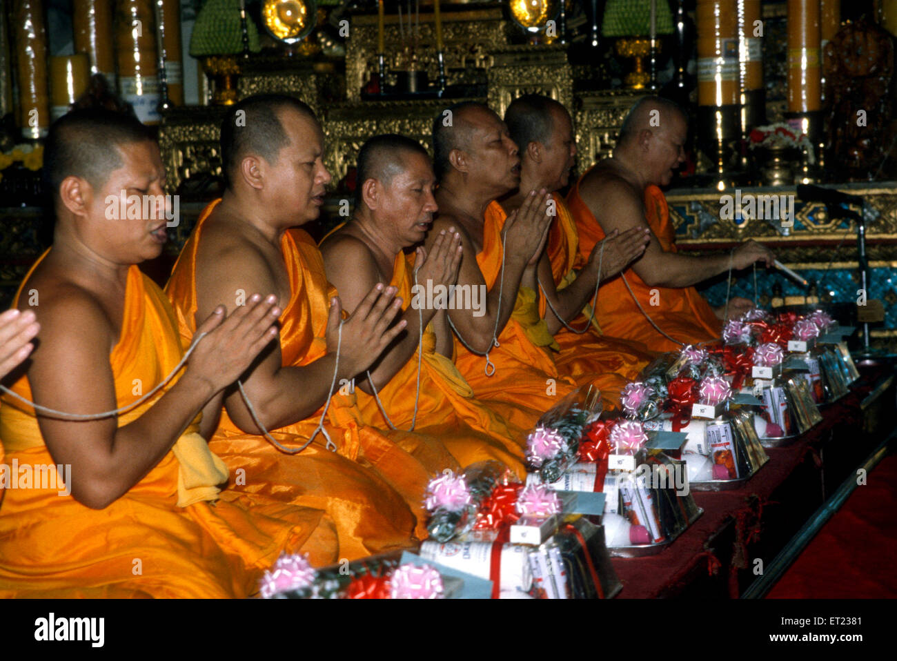 Monks give thanks for gifts received on Vesak, or Wesak, the Buddha's ...