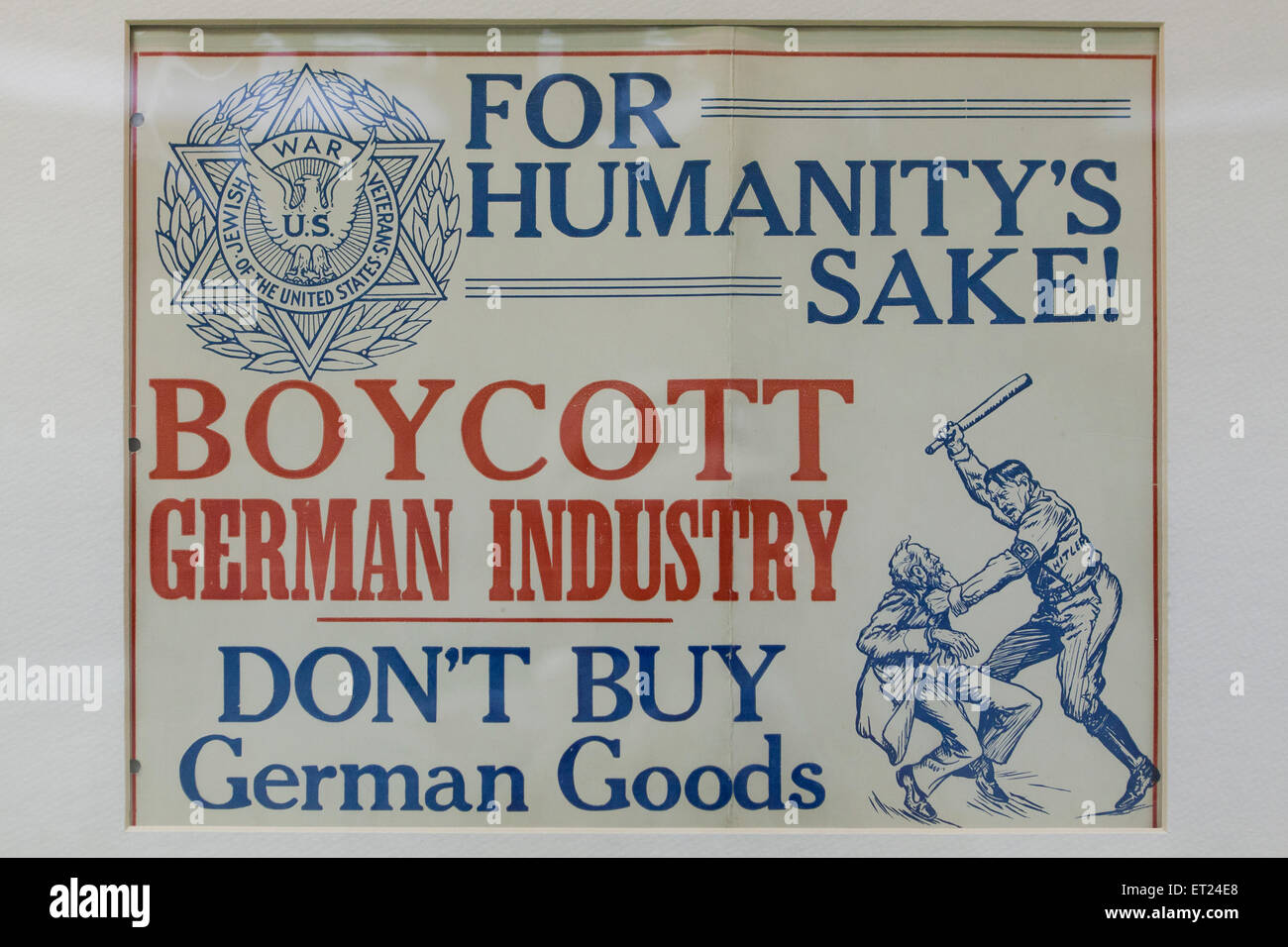 The Anti-NAZI Boycott German Industry poster by The Non-Sectarian Anti-Nazi League, 1936 Stock Photo