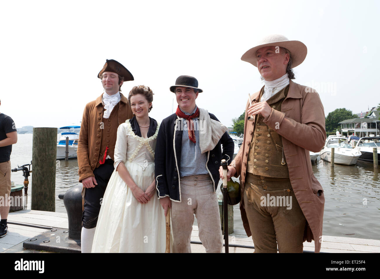 Family dressed in colonial period costume -Alexandria, Virginia USA Stock Photo