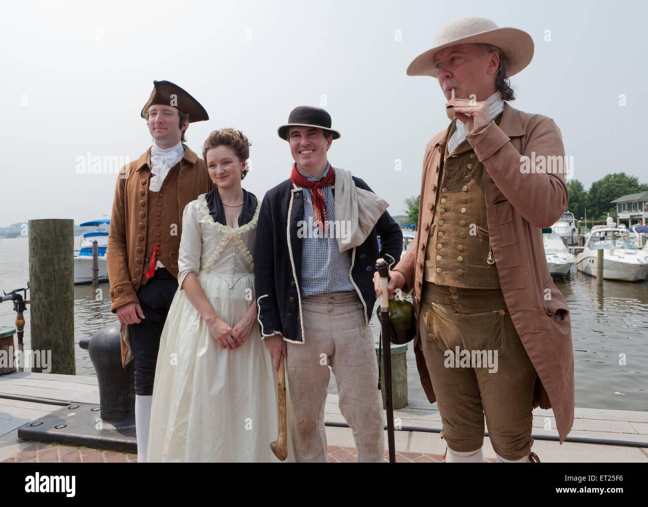 Family dressed in colonial period costume -Alexandria, Virginia USA Stock Photo