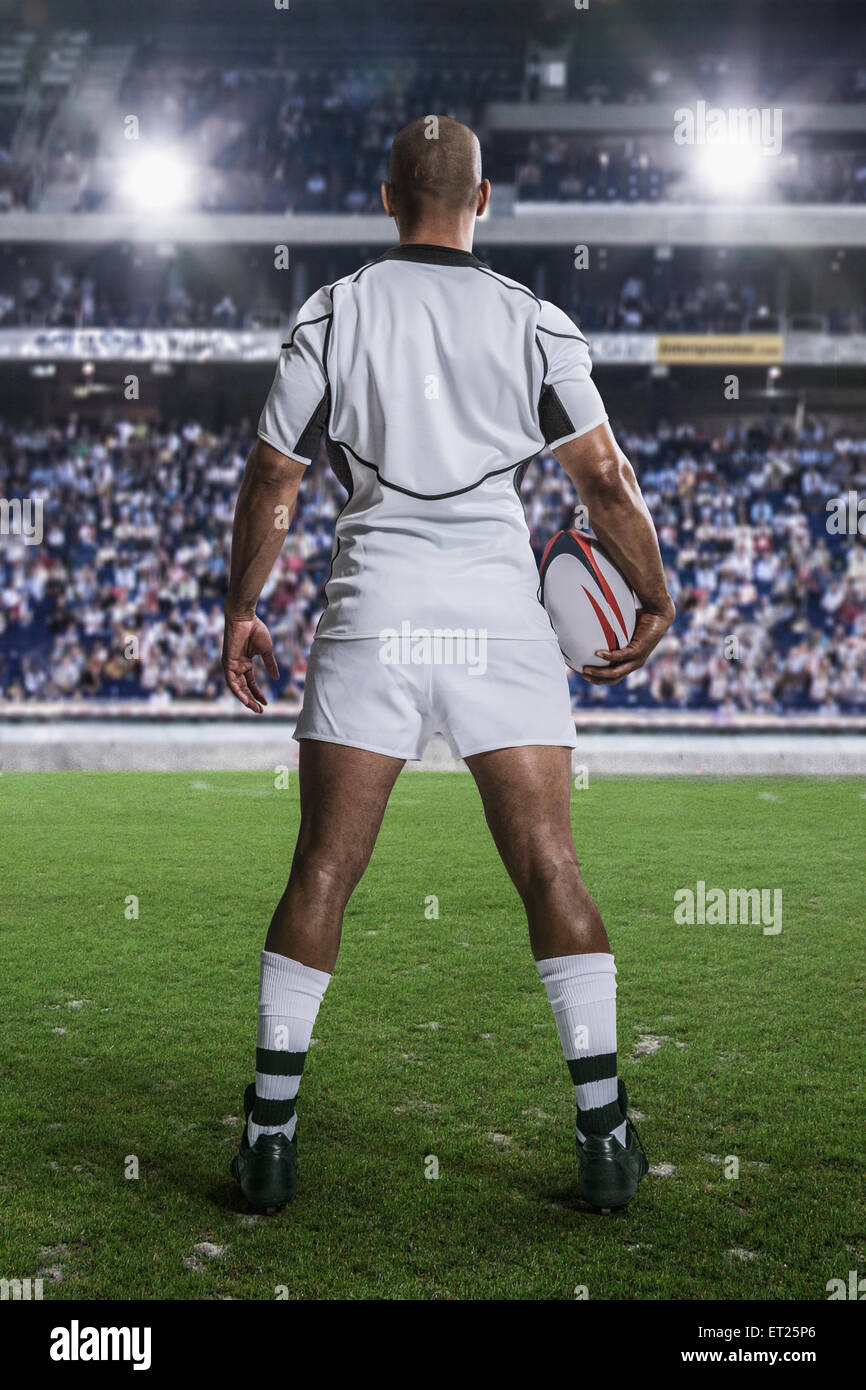 Bald male rugby player Stock Photo