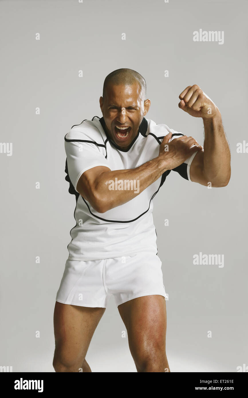 Bald male rugby player Stock Photo Alamy