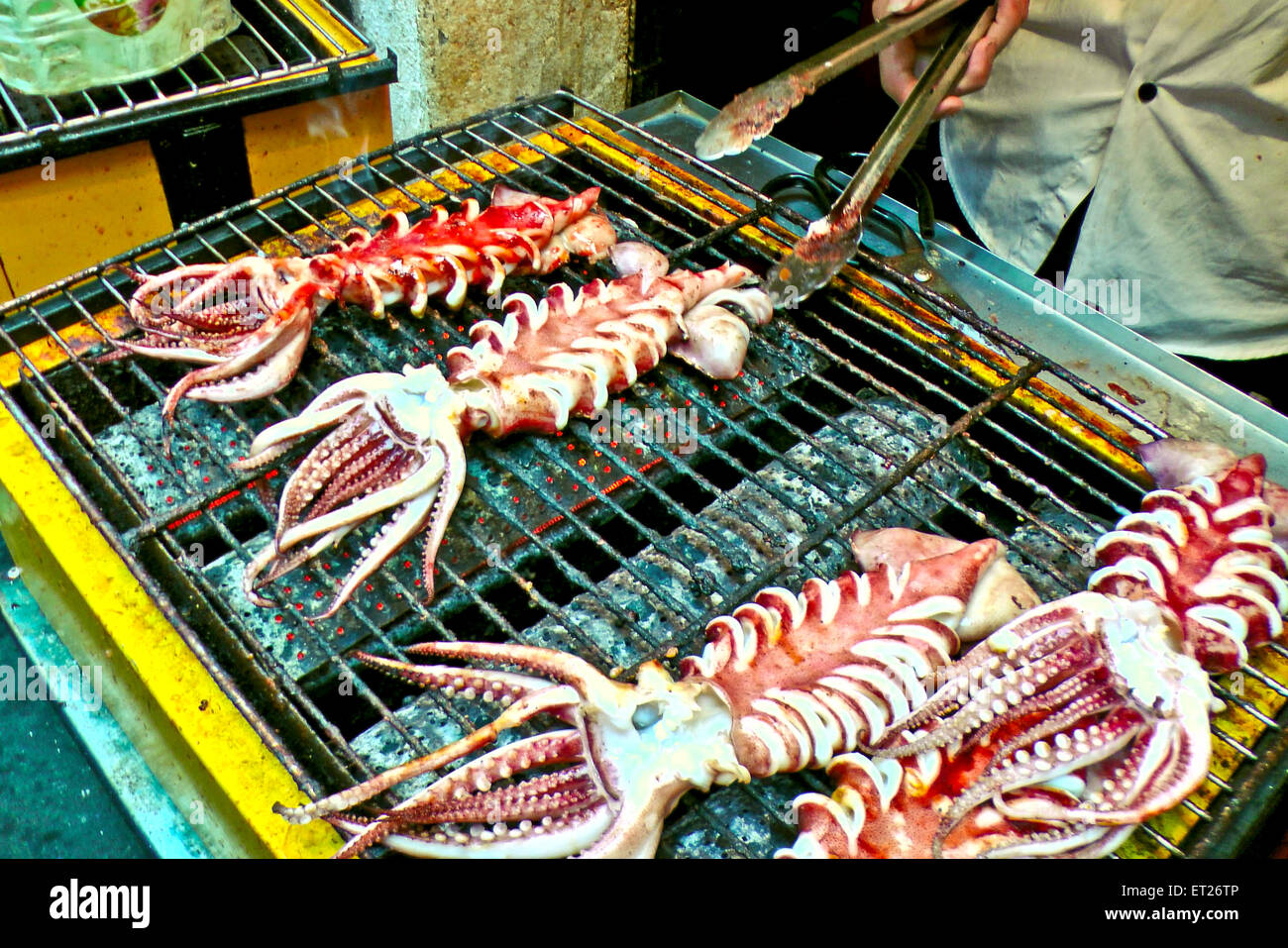 Exotic dish - fried squid. Stock Photo