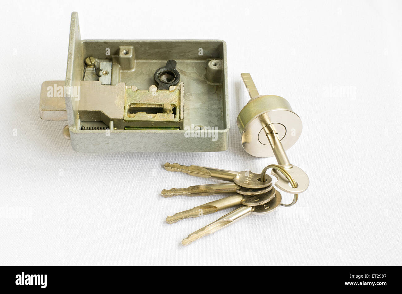 Just a simple door lock - parts. Stock Photo