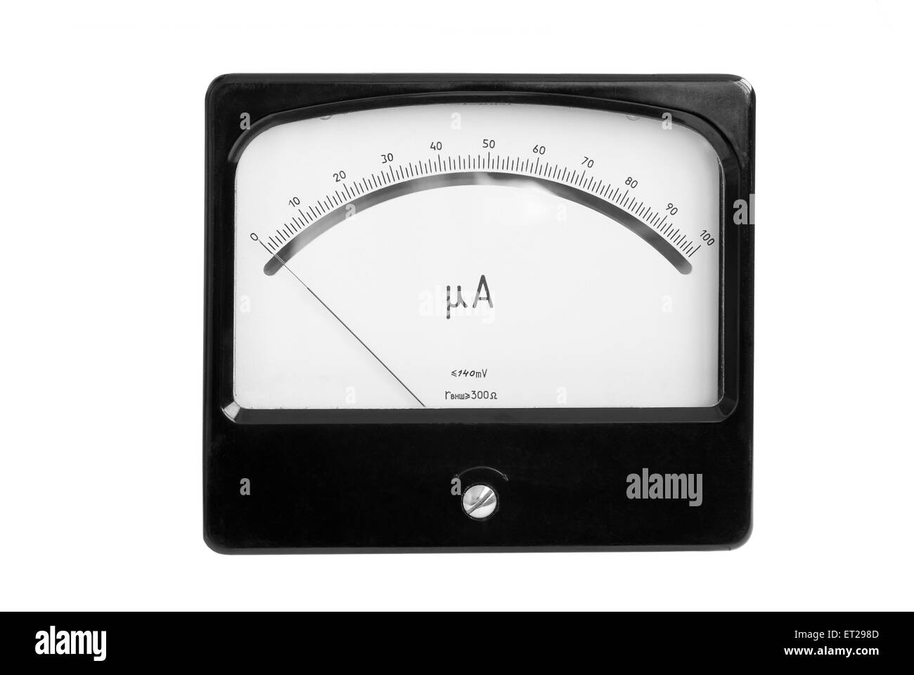 An old precise instrument - ammeter with mirror scale. Stock Photo