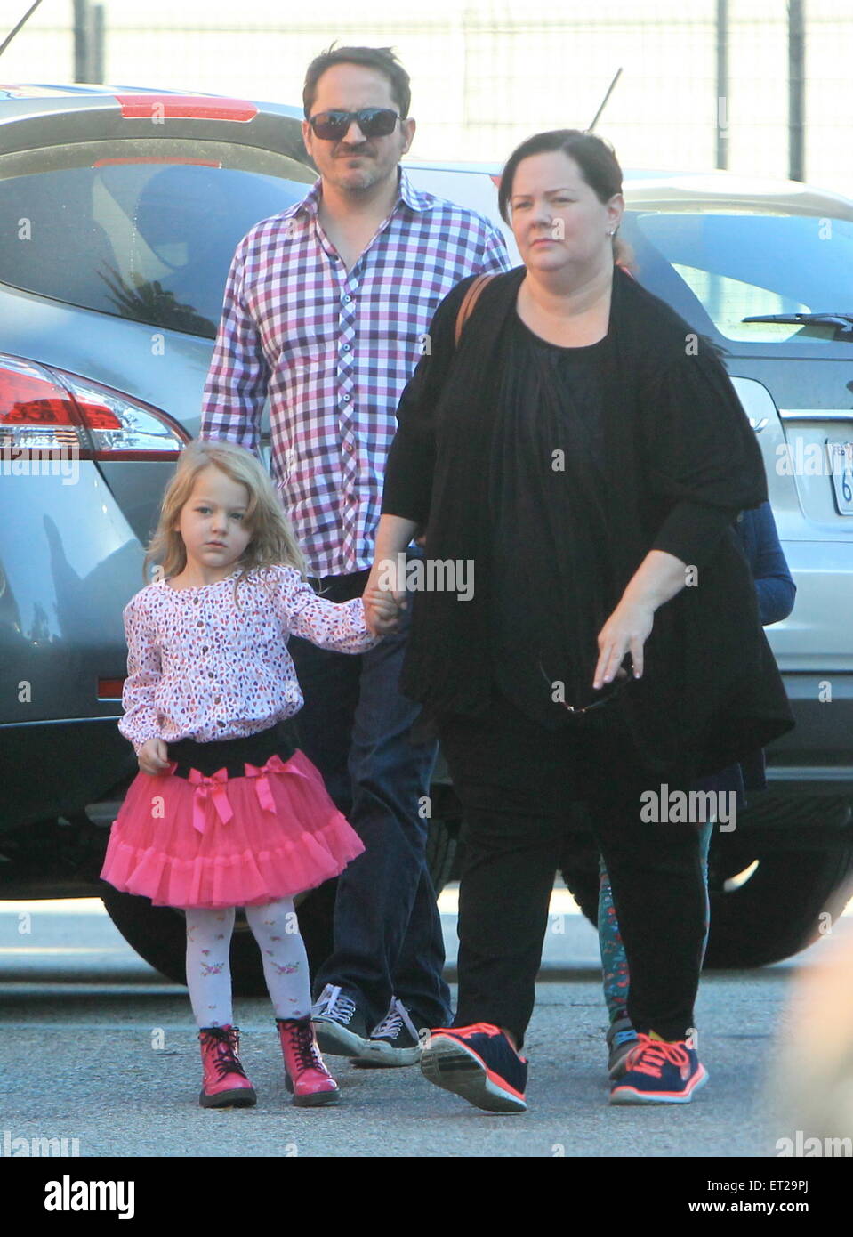 Melissa McCarthy and husband Ben Falcone take their daughters Vivian and  Georgette to a birthday party at Pickwick Bowling Alley Featuring: Melissa  McCarthy,Ben Falcone,Vivian Falcone,Georgette Falcone Where: Burbank,  California, United States When: